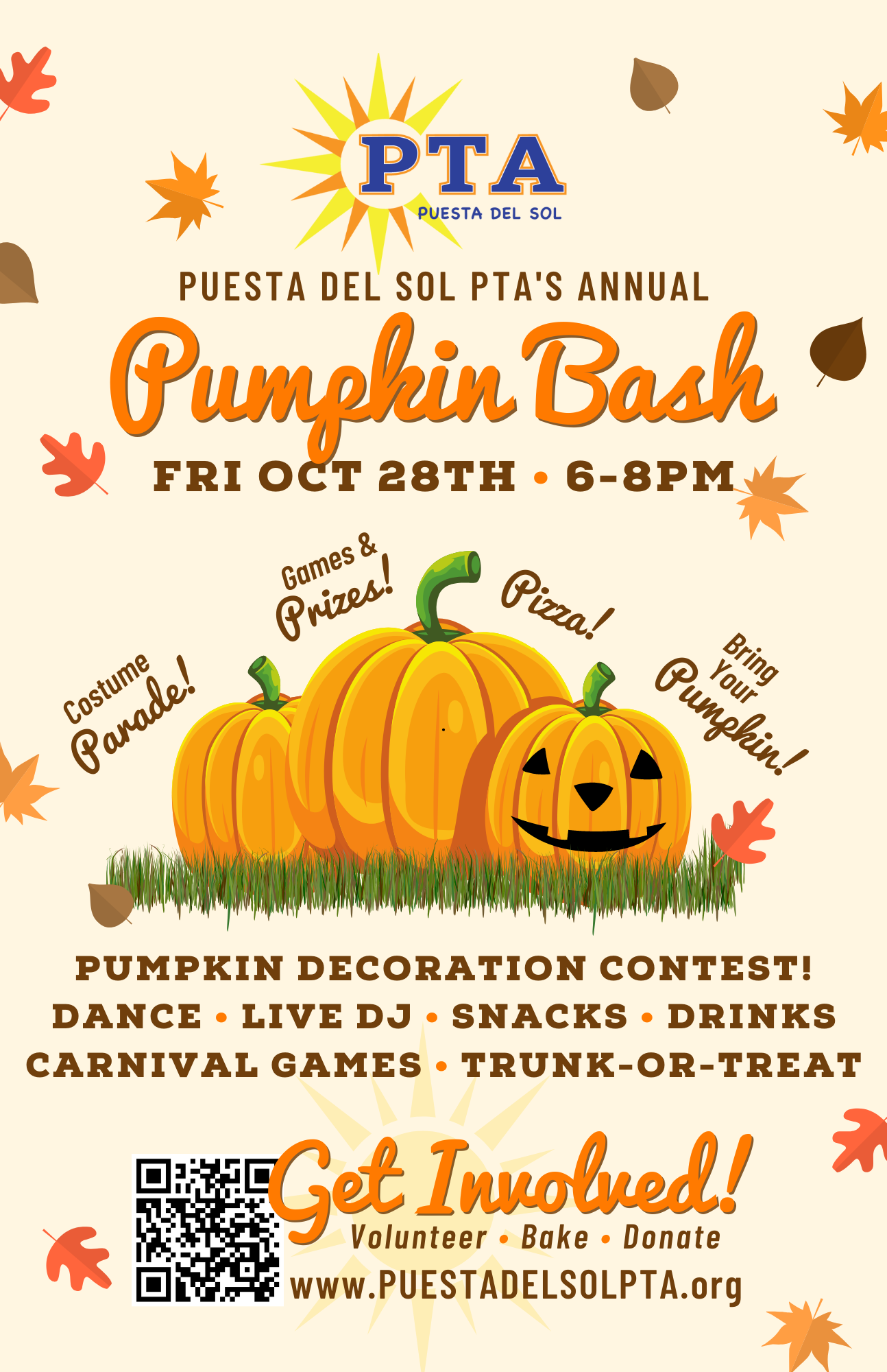 Pumpkin Bash Save the Date Friday, October 28th 6:00-8:00PM